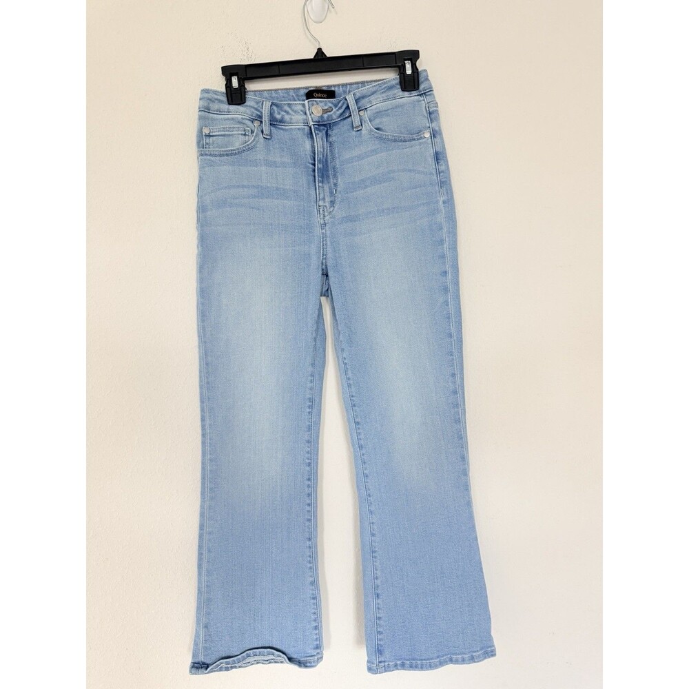 Quince High Rise Kick Flare Jeans Size 28 Light Wash Sustainable Frosted Blue